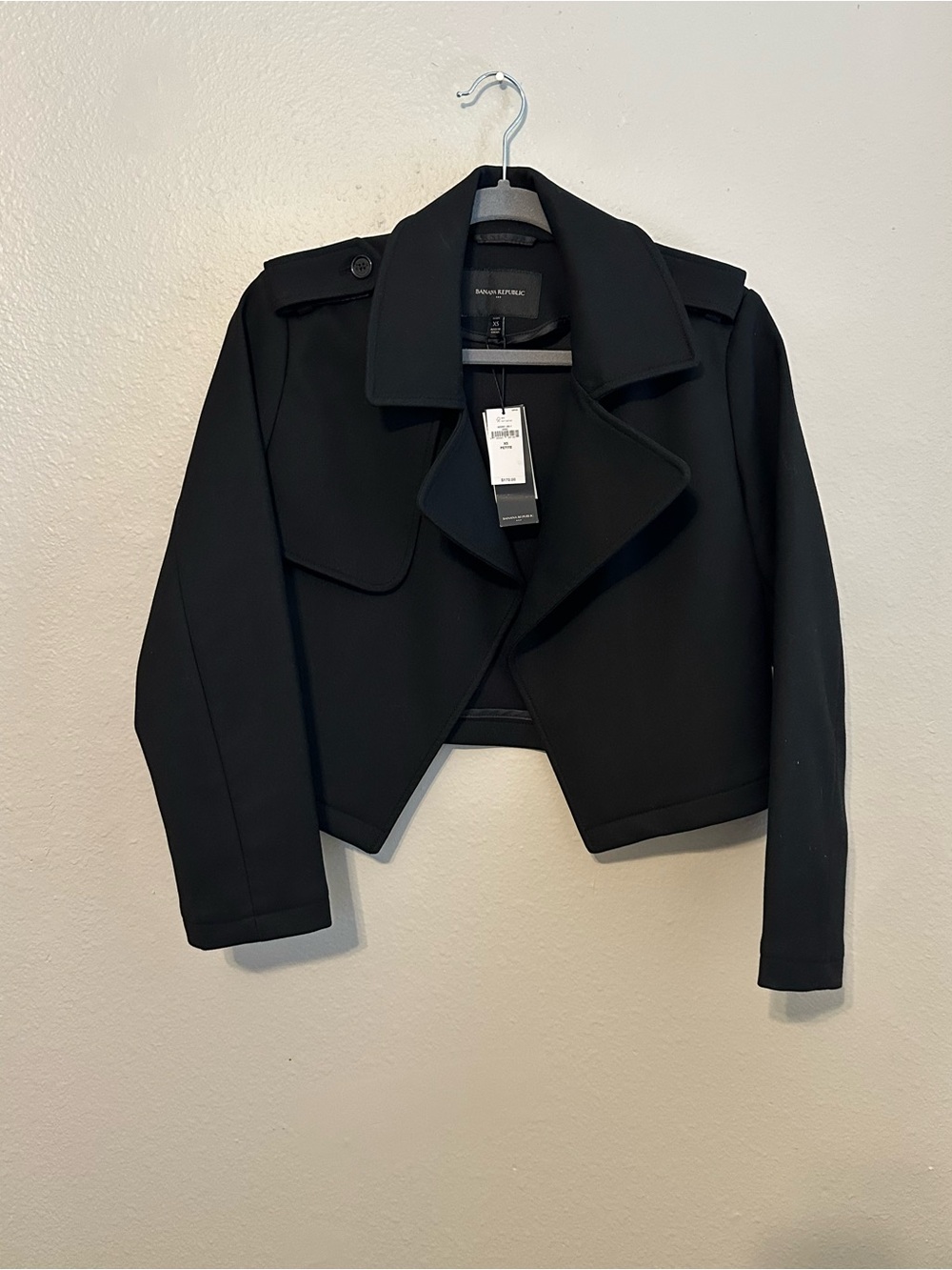Banana Republic Black Cropped Trench Coat Jacket